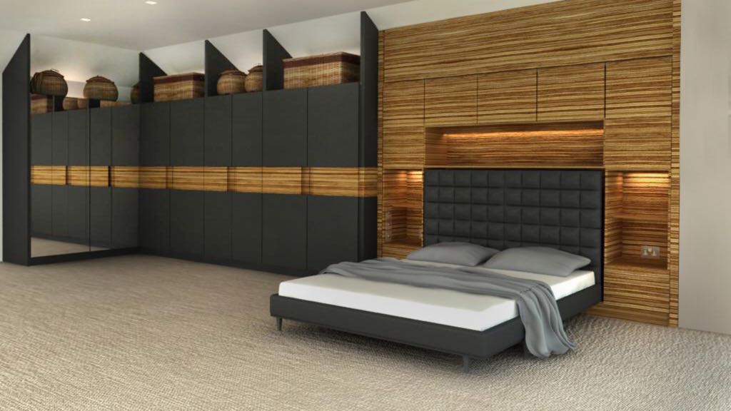 Master bedroom wardrobe with bed unit